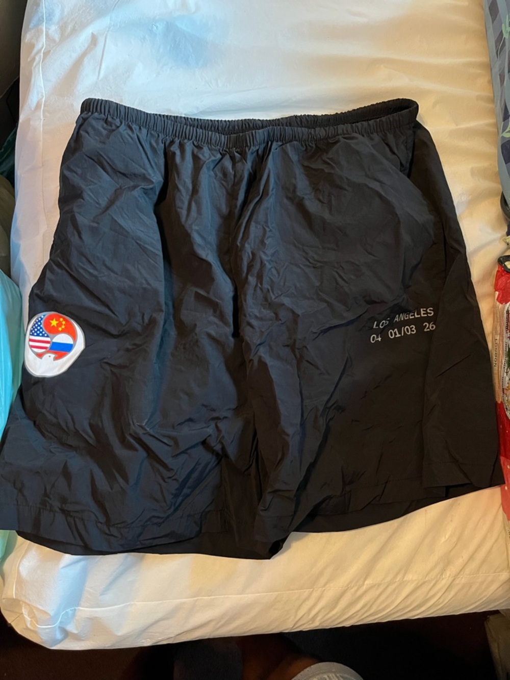 Black Graphic USA Russia China American flag Kanye West bully Los Angeles shorts